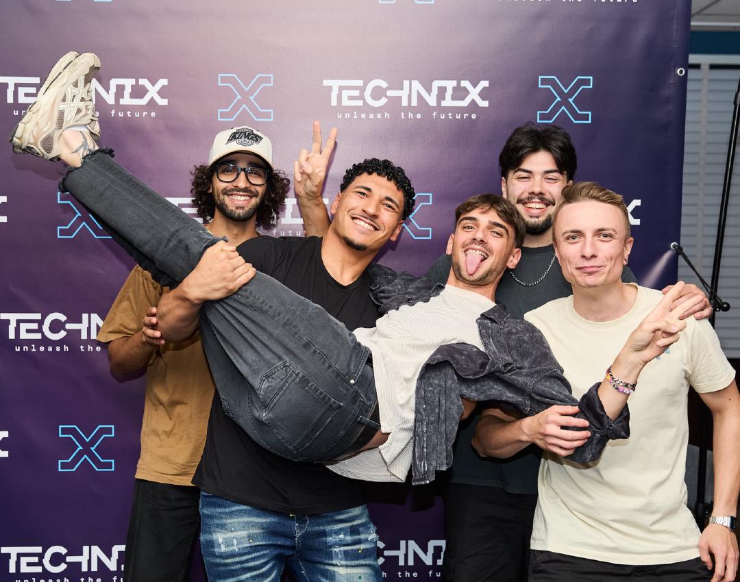Technix colleagues having fun at a Technix event